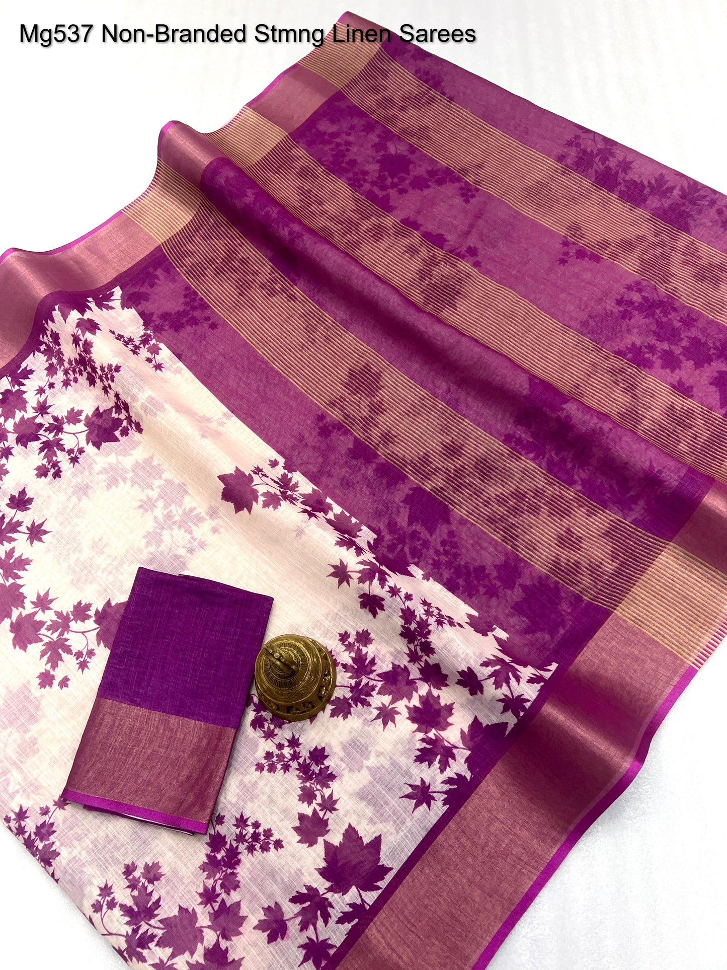 Mg537 Non-Branded Stmng Linen Sarees