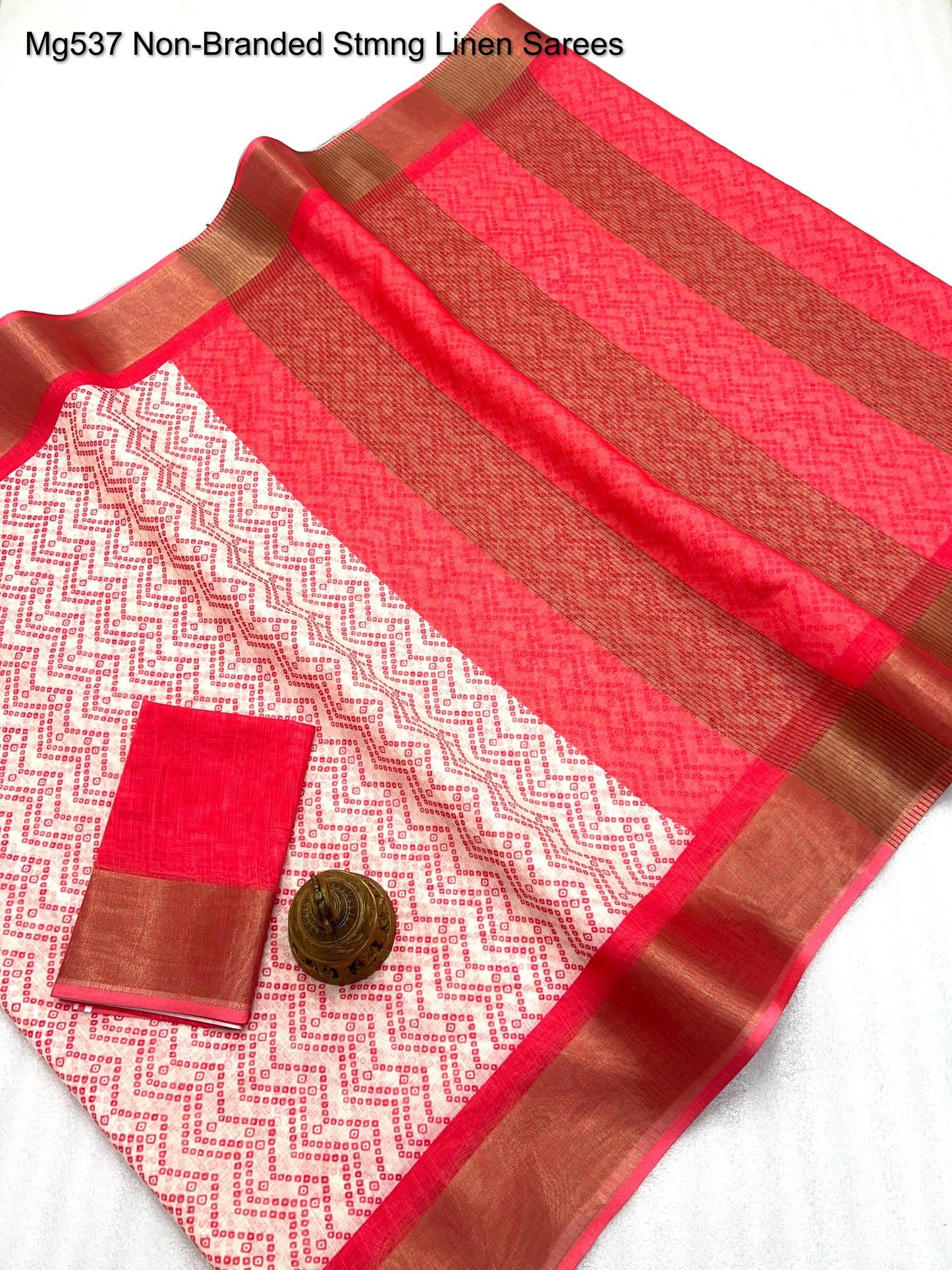 Mg537 Non-Branded Stmng Linen Sarees