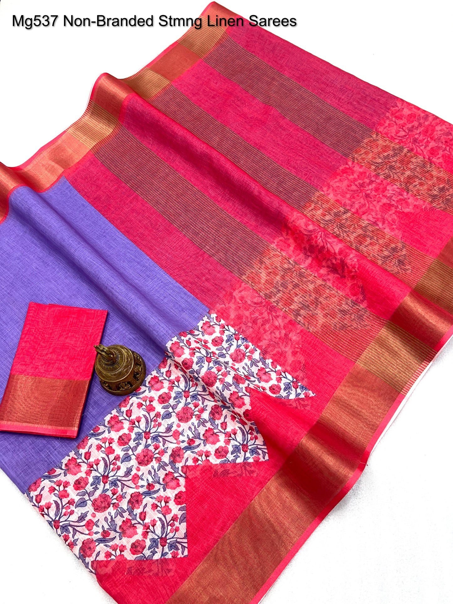 Mg537 Non-Branded Stmng Linen Sarees