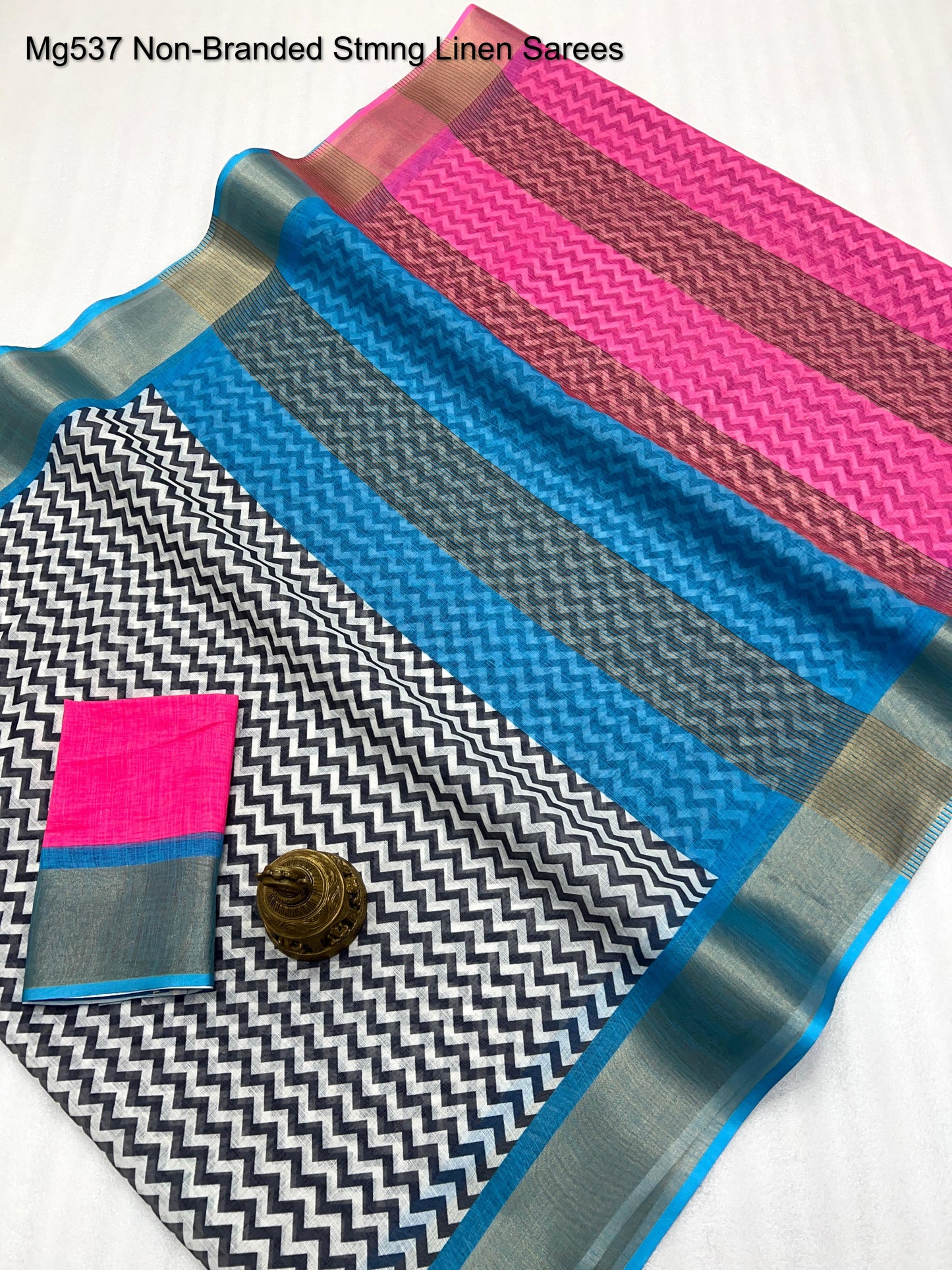 Mg537 Non-Branded Stmng Linen Sarees