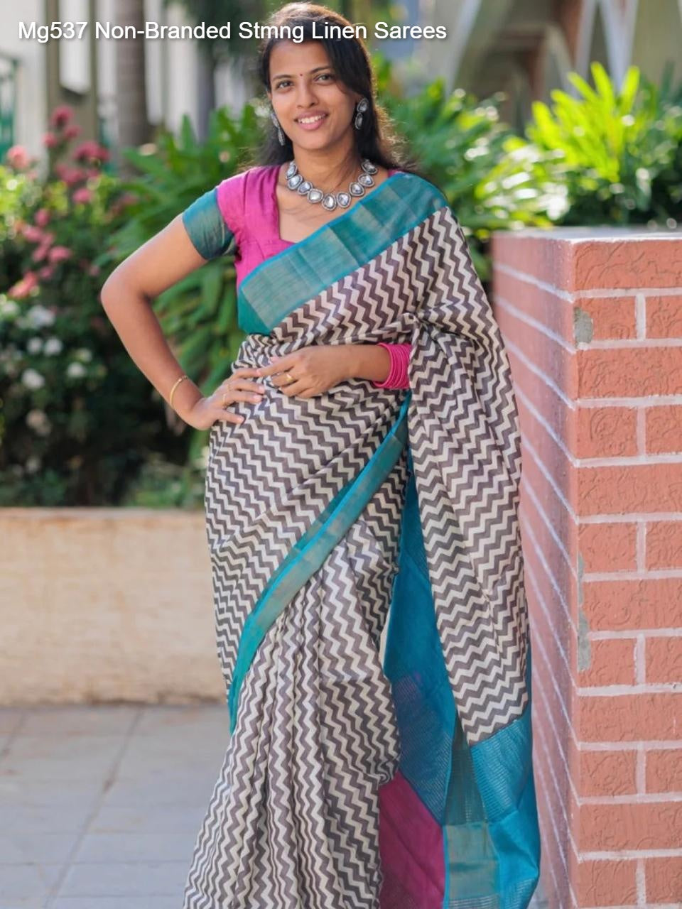 Mg537 Non-Branded Stmng Linen Sarees