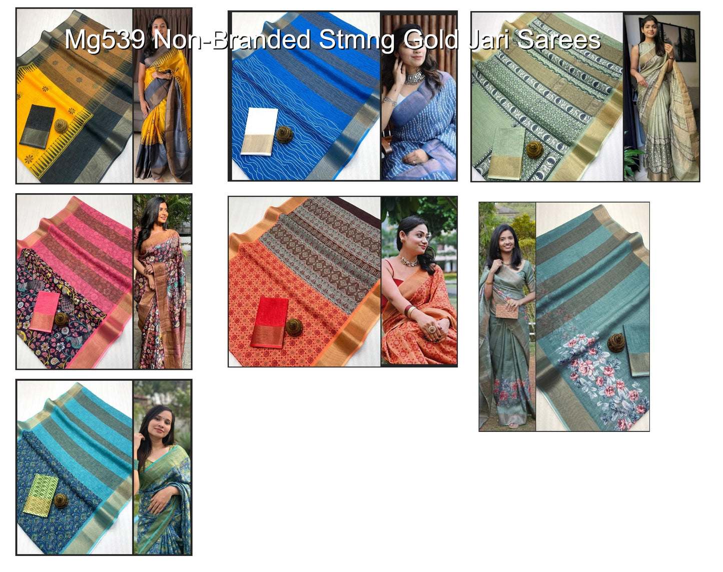 Mg539 Non-Branded Stmng Gold Jari Sarees
