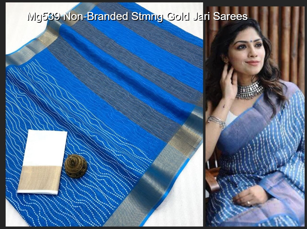 Mg539 Non-Branded Stmng Gold Jari Sarees
