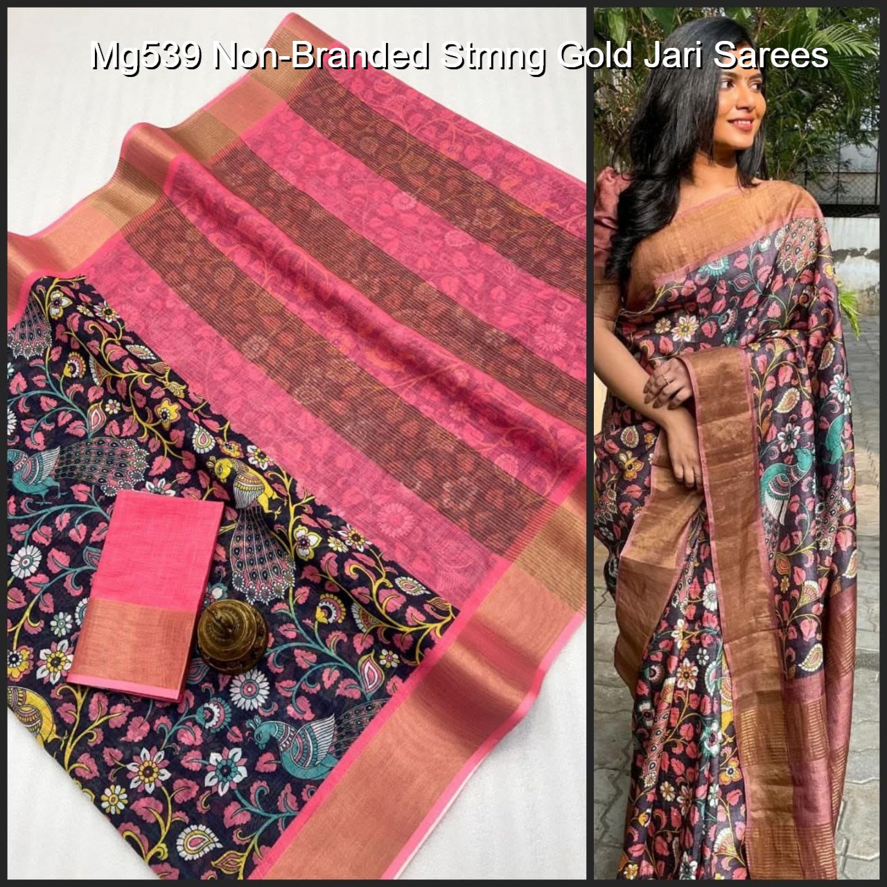 Mg539 Non-Branded Stmng Gold Jari Sarees