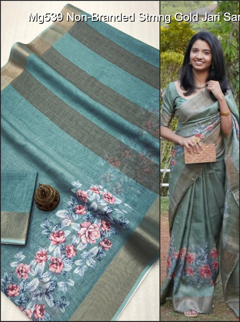 Mg539 Non-Branded Stmng Gold Jari Sarees