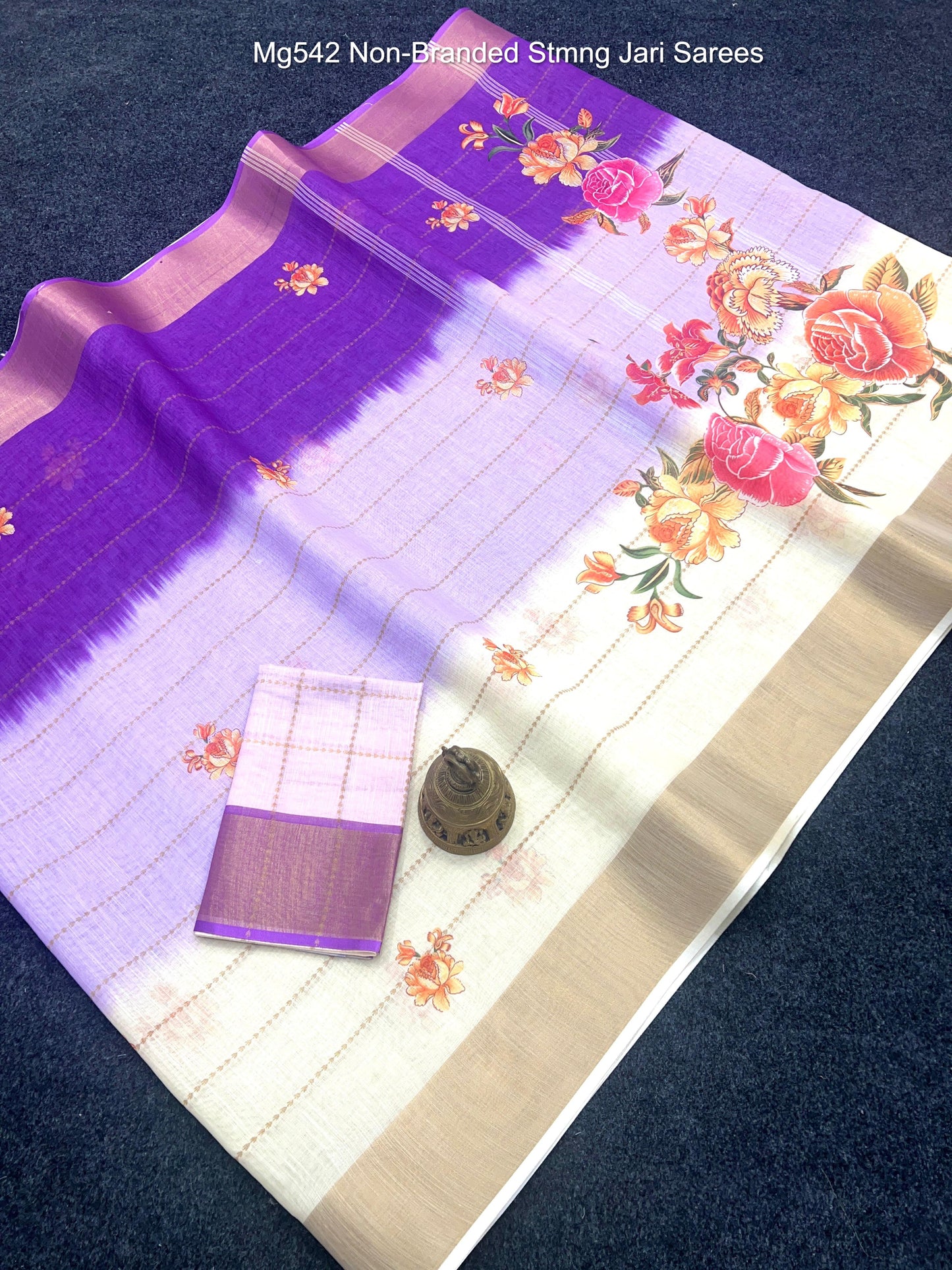 Mg542 Non-Branded Stmng Jari Sarees