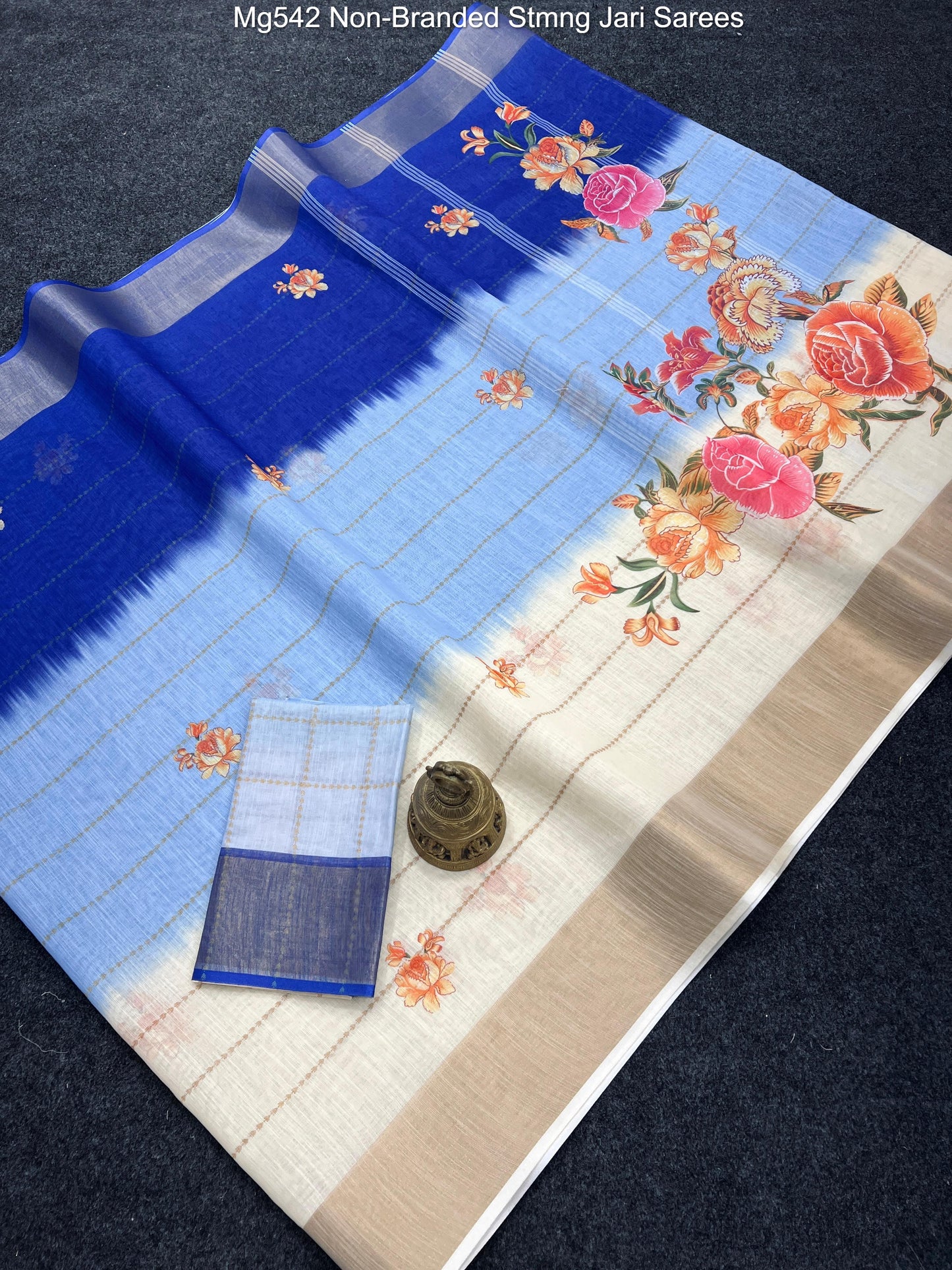 Mg542 Non-Branded Stmng Jari Sarees