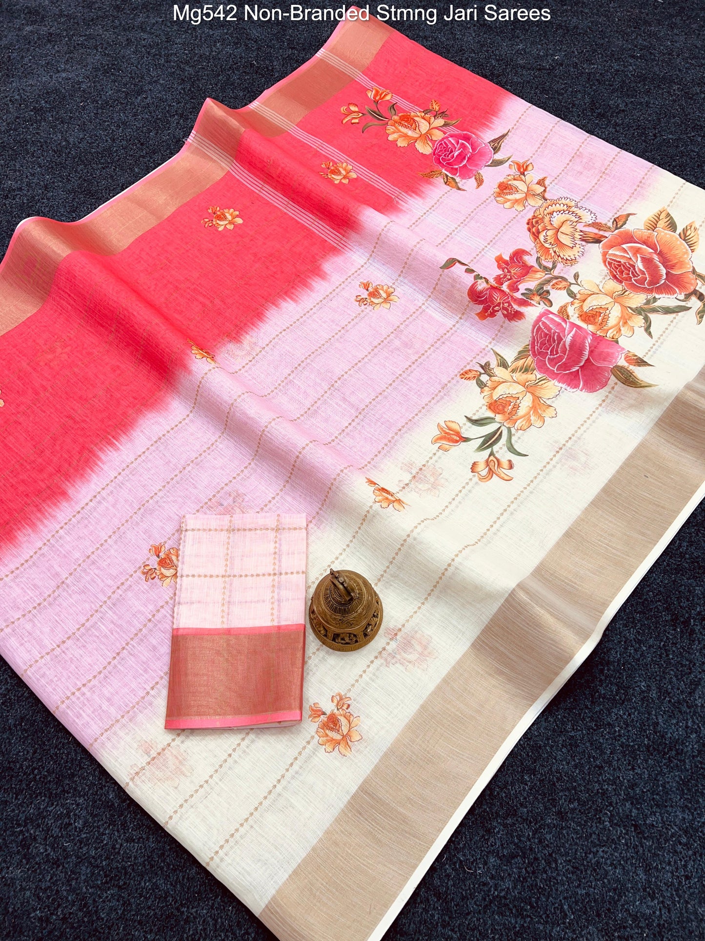 Mg542 Non-Branded Stmng Jari Sarees