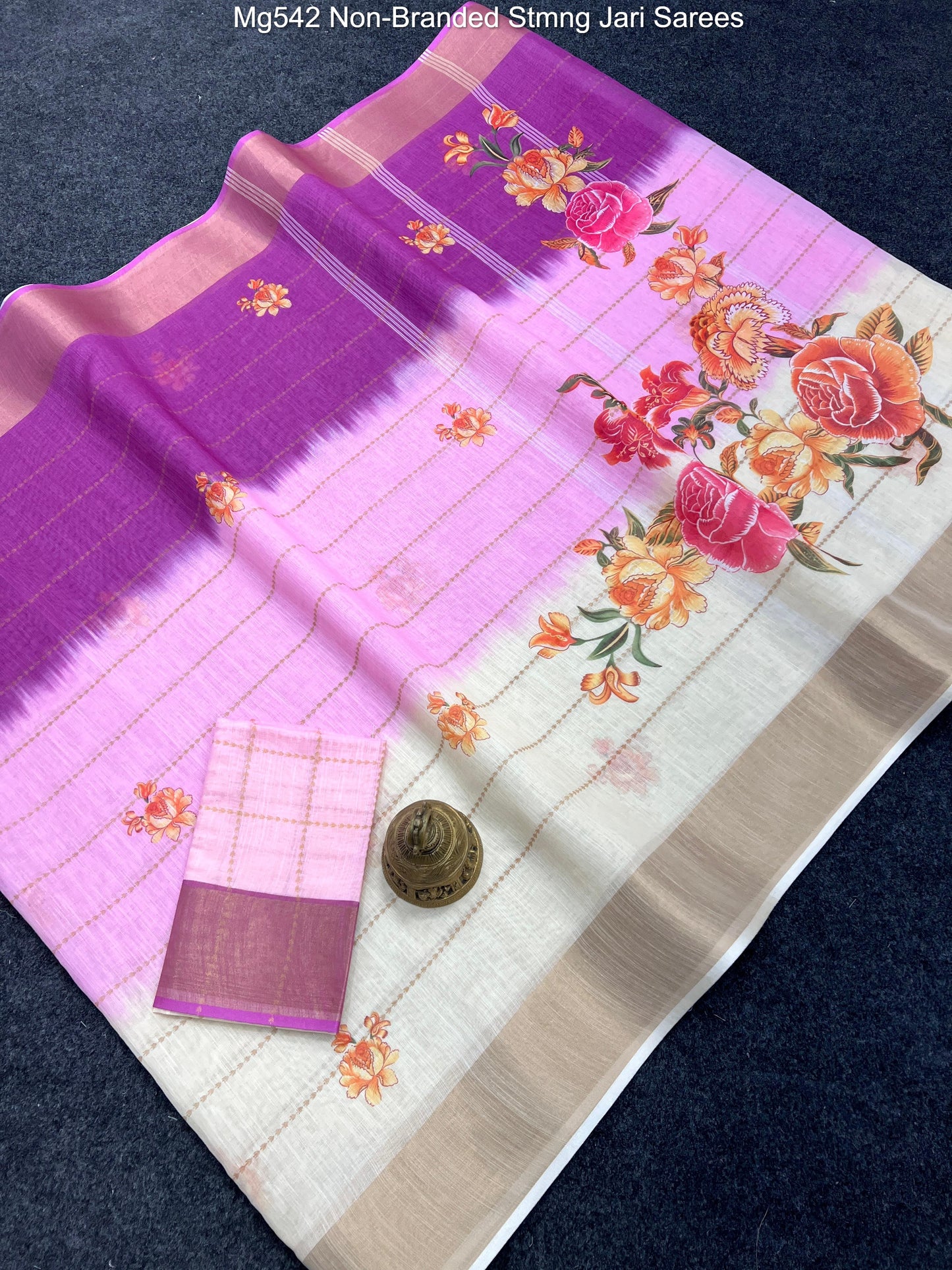 Mg542 Non-Branded Stmng Jari Sarees