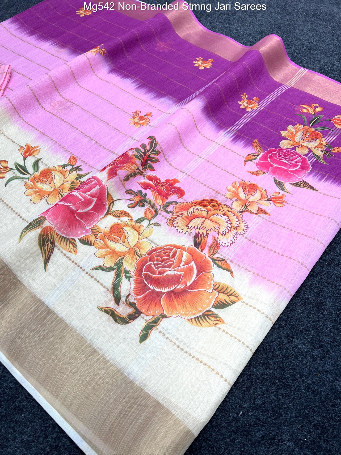 Mg542 Non-Branded Stmng Jari Sarees