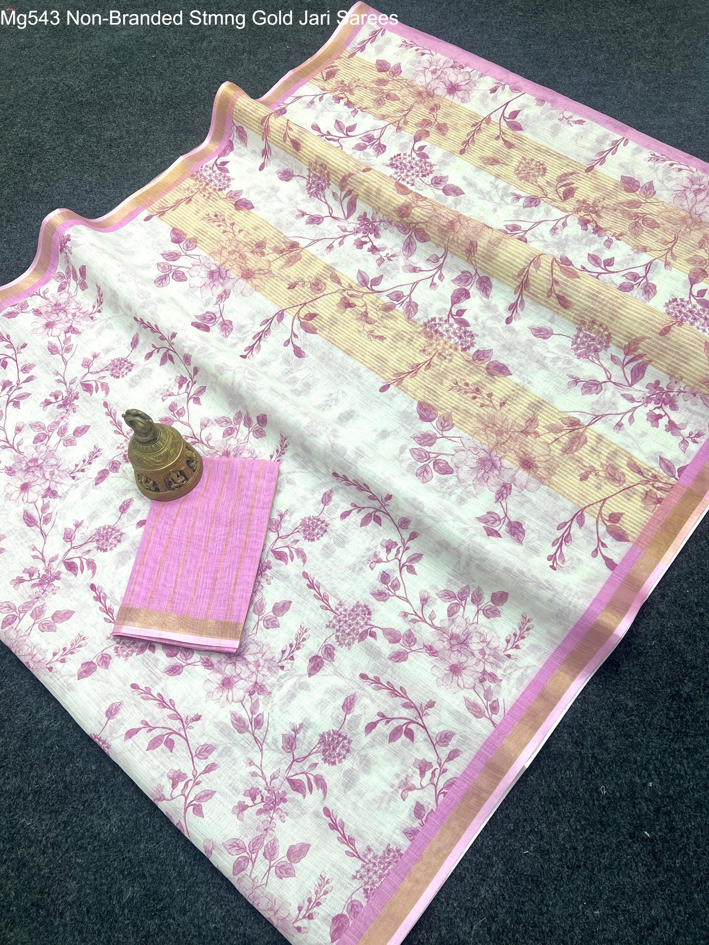 Mg543 Non-Branded Stmng Gold Jari Sarees