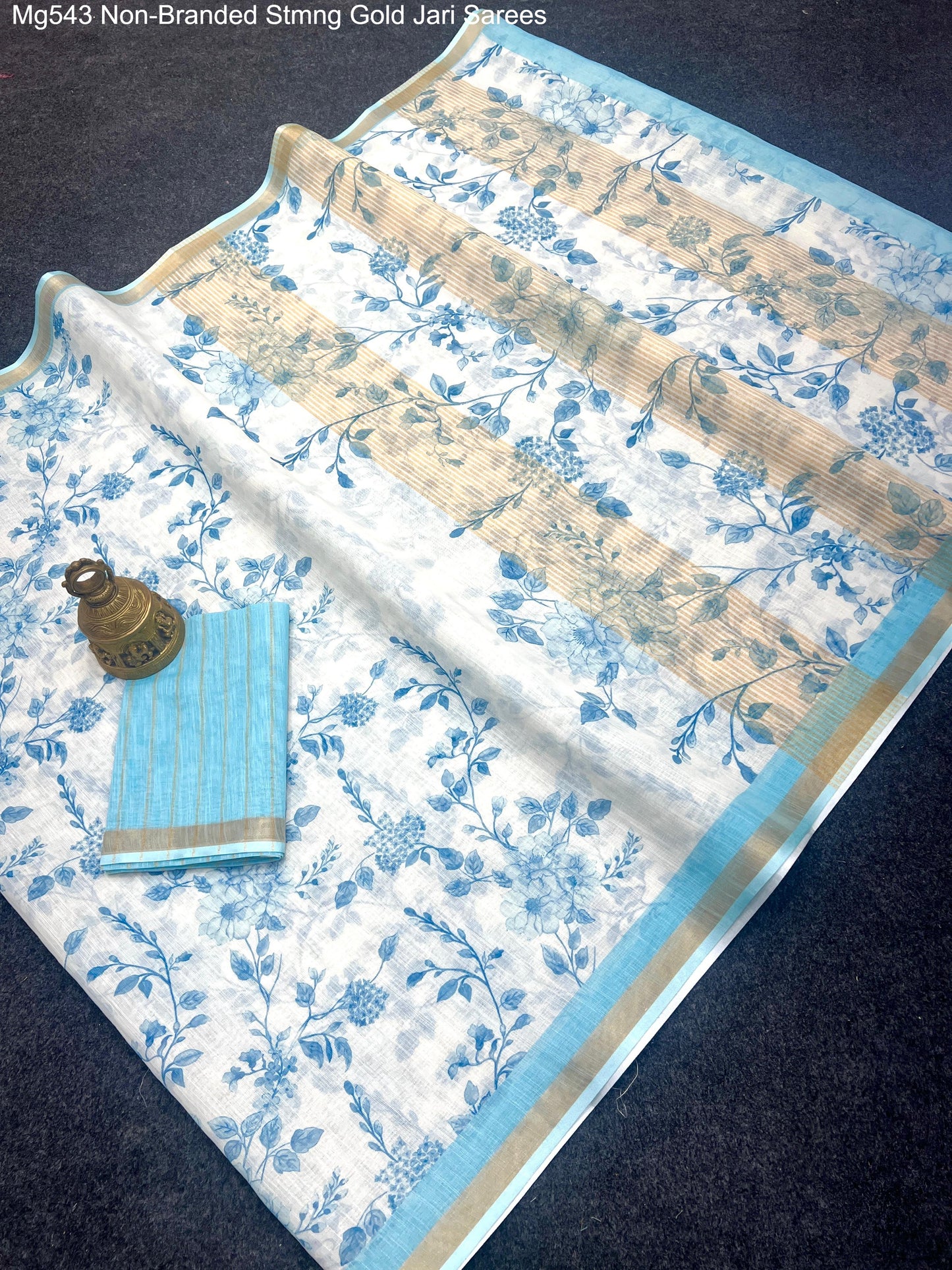 Mg543 Non-Branded Stmng Gold Jari Sarees