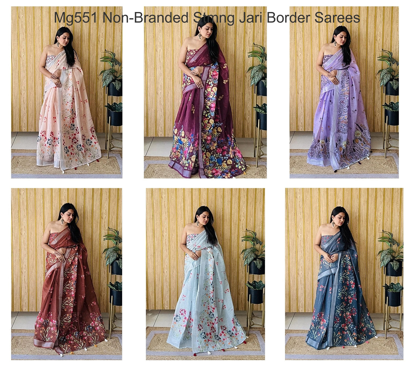 Mg551 Non-Branded Stmng Jari Border Sarees