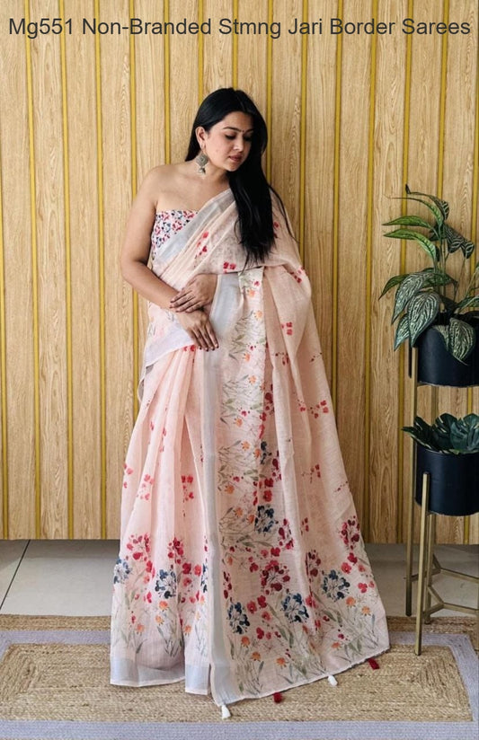 Mg551 Non-Branded Stmng Jari Border Sarees