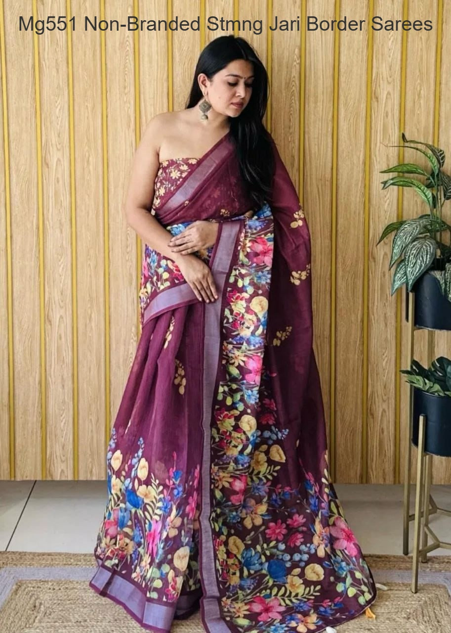 Mg551 Non-Branded Stmng Jari Border Sarees
