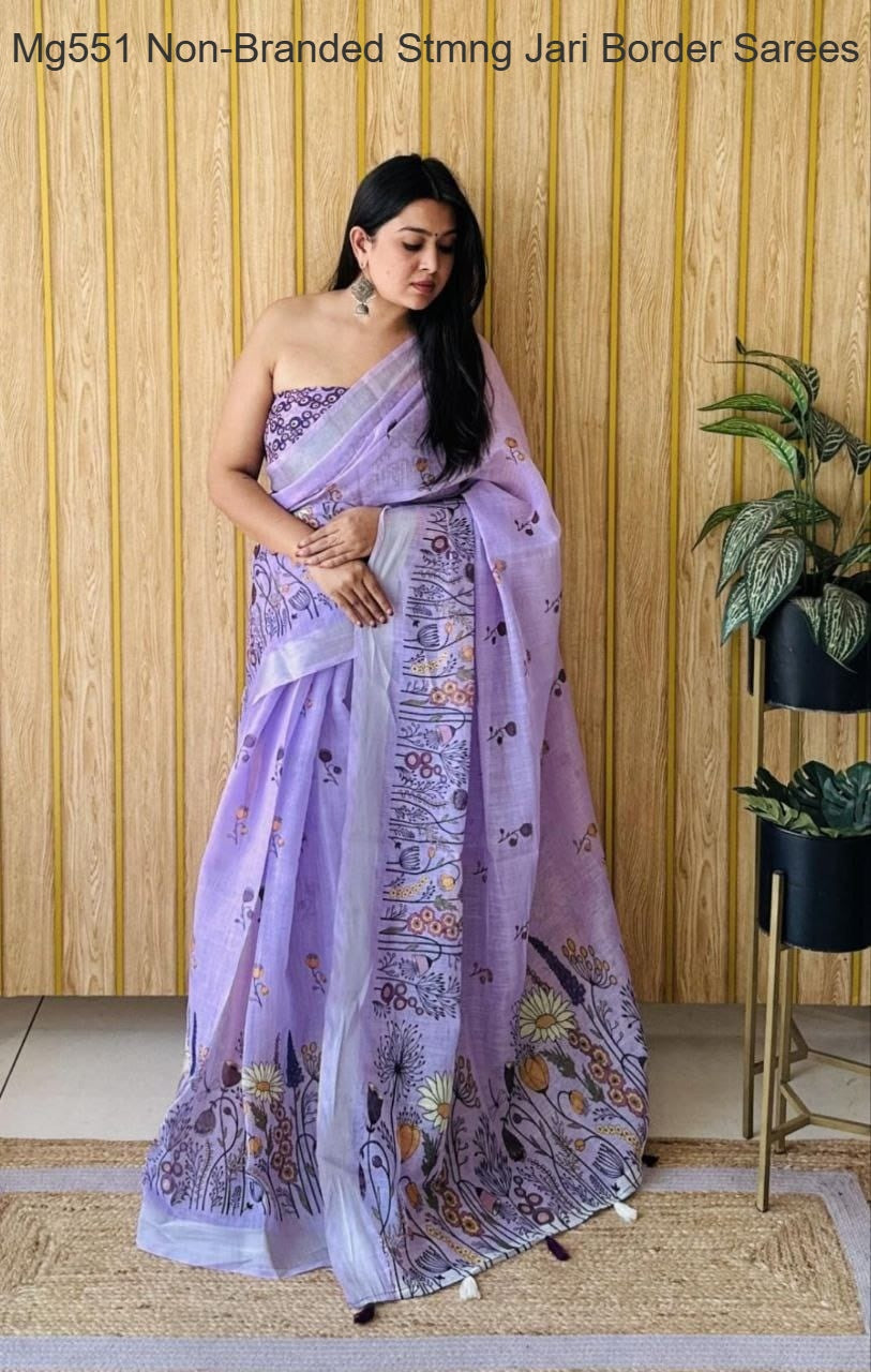 Mg551 Non-Branded Stmng Jari Border Sarees