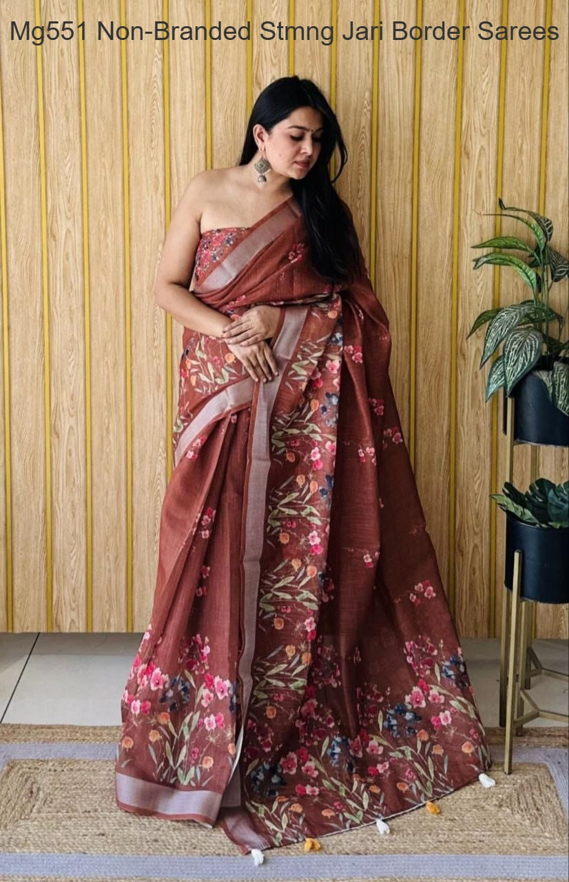 Mg551 Non-Branded Stmng Jari Border Sarees