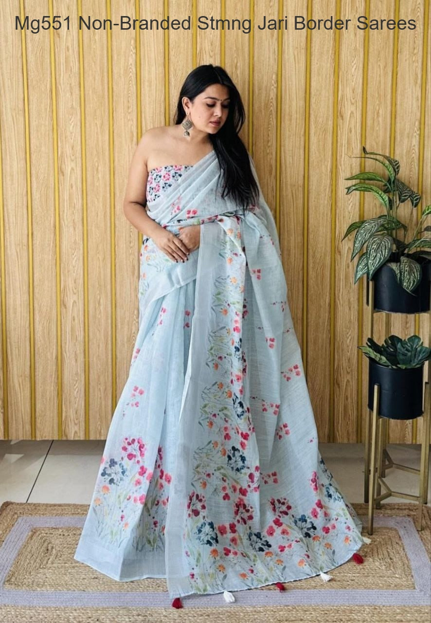 Mg551 Non-Branded Stmng Jari Border Sarees