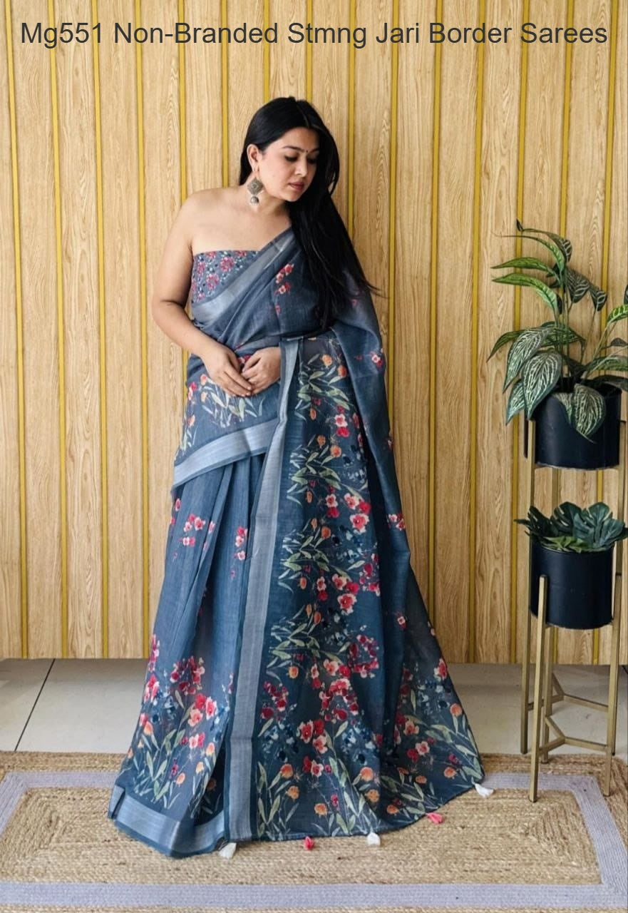 Mg551 Non-Branded Stmng Jari Border Sarees