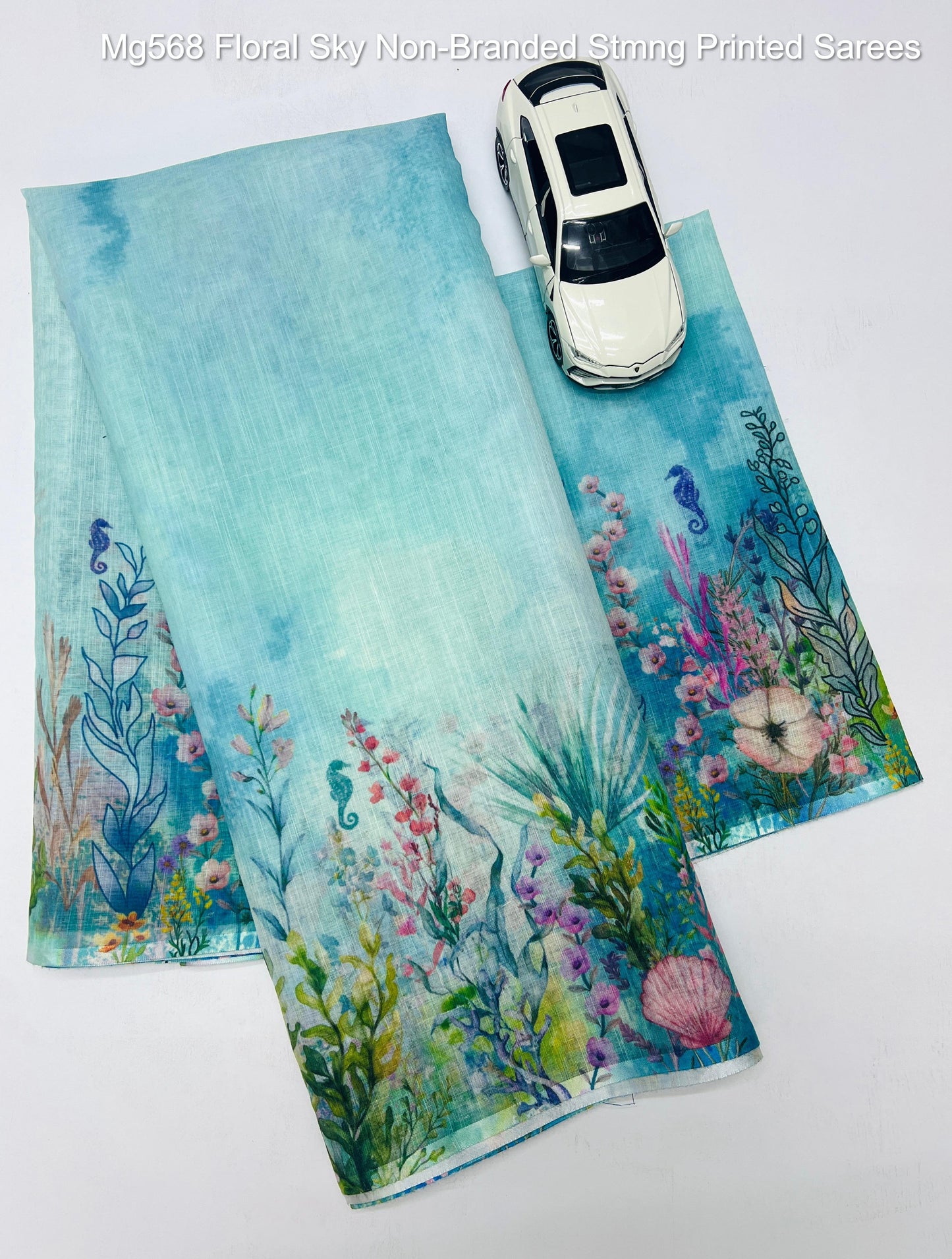 Mg568 Floral Sky Non-Branded Stmng Printed Sarees