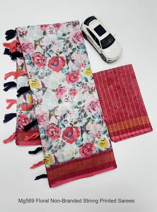 Mg569 Floral Non-Branded Stmng Printed Sarees