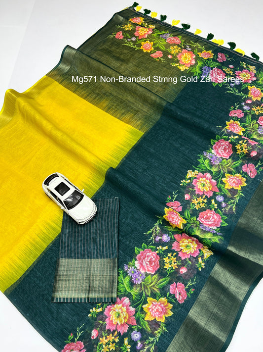 Mg571 Non-Branded Stmng Gold Zari Sarees
