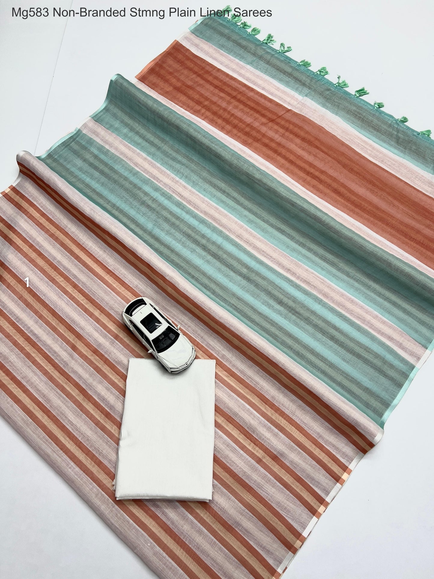 Mg583 Non-Branded Stmng Plain Linen Sarees