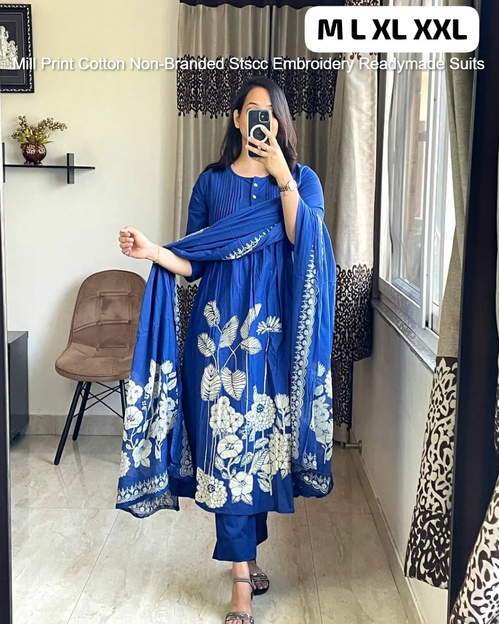 Mill Print Cotton Non-Branded Stscc Embroidery Readymade Suits