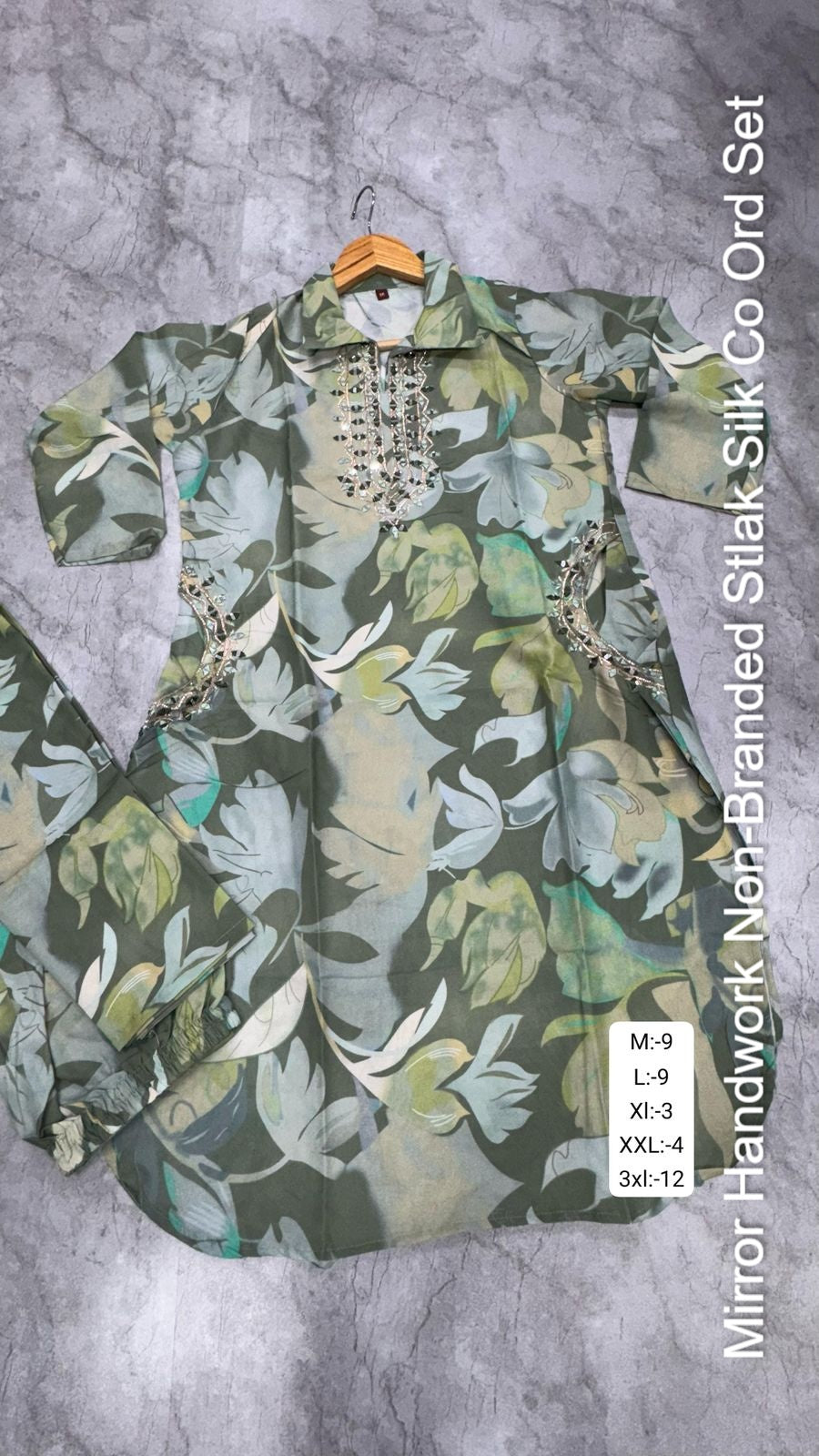 Mirror Handwork Non-Branded Stlak Silk Co Ord Set