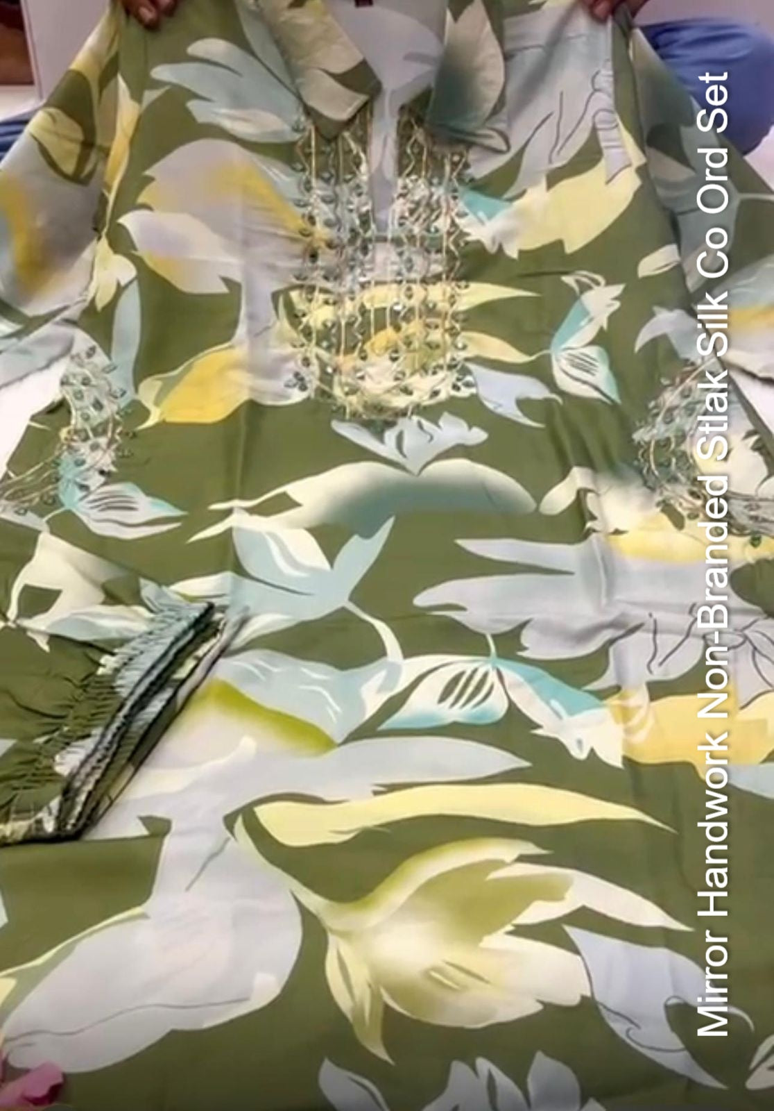 Mirror Handwork Non-Branded Stlak Silk Co Ord Set