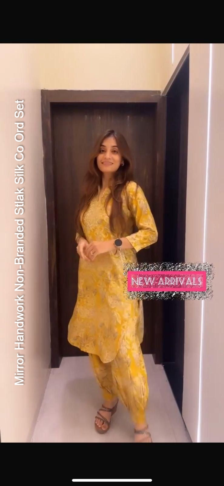 Mirror Handwork Non-Branded Stlak Silk Co Ord Set