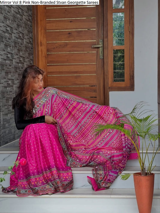 Mirror Vol 8 Pink Non-Branded Stvan Georgette Sarees