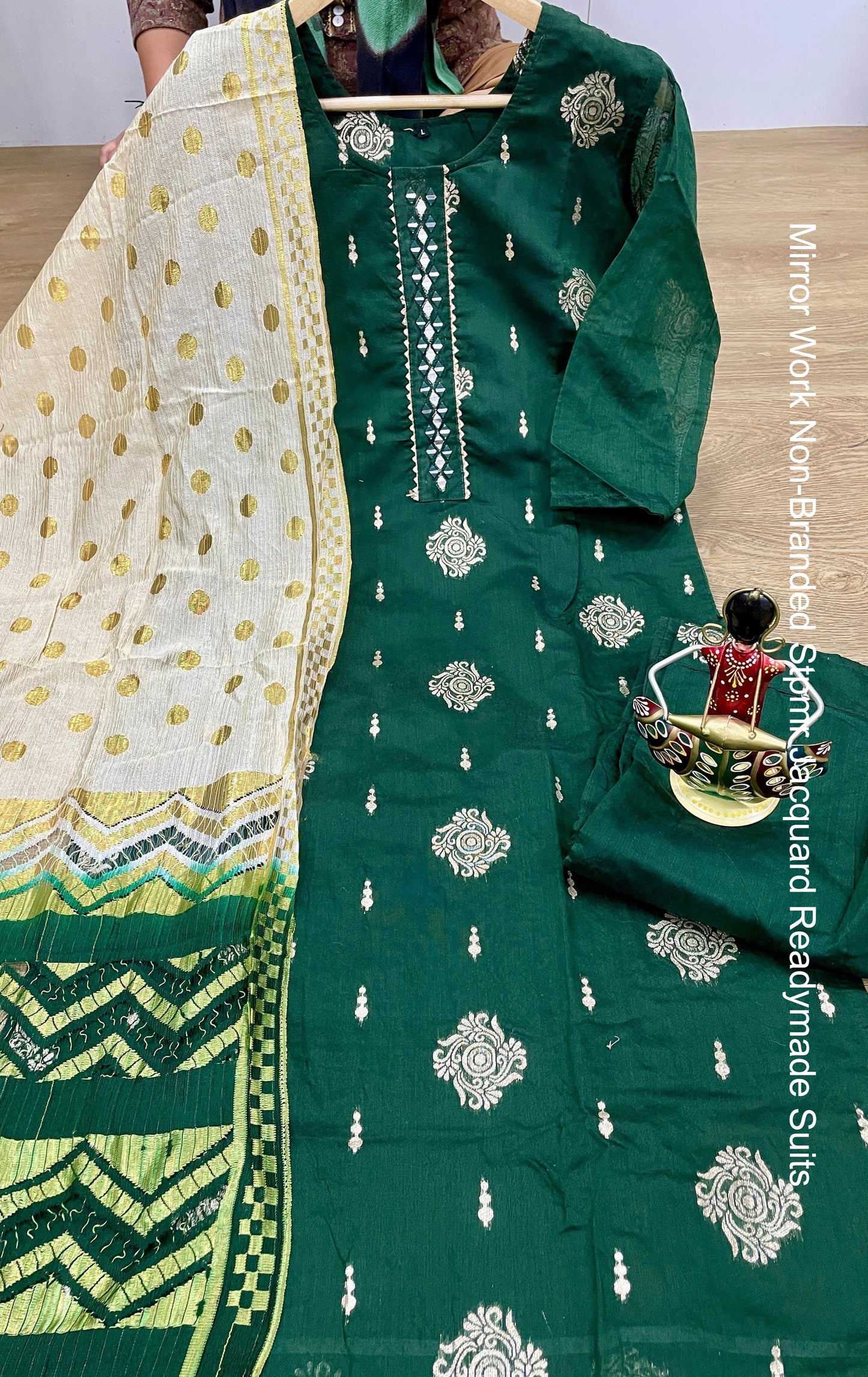 Mirror Work Non-Branded Stpmr Jacquard Readymade Suits