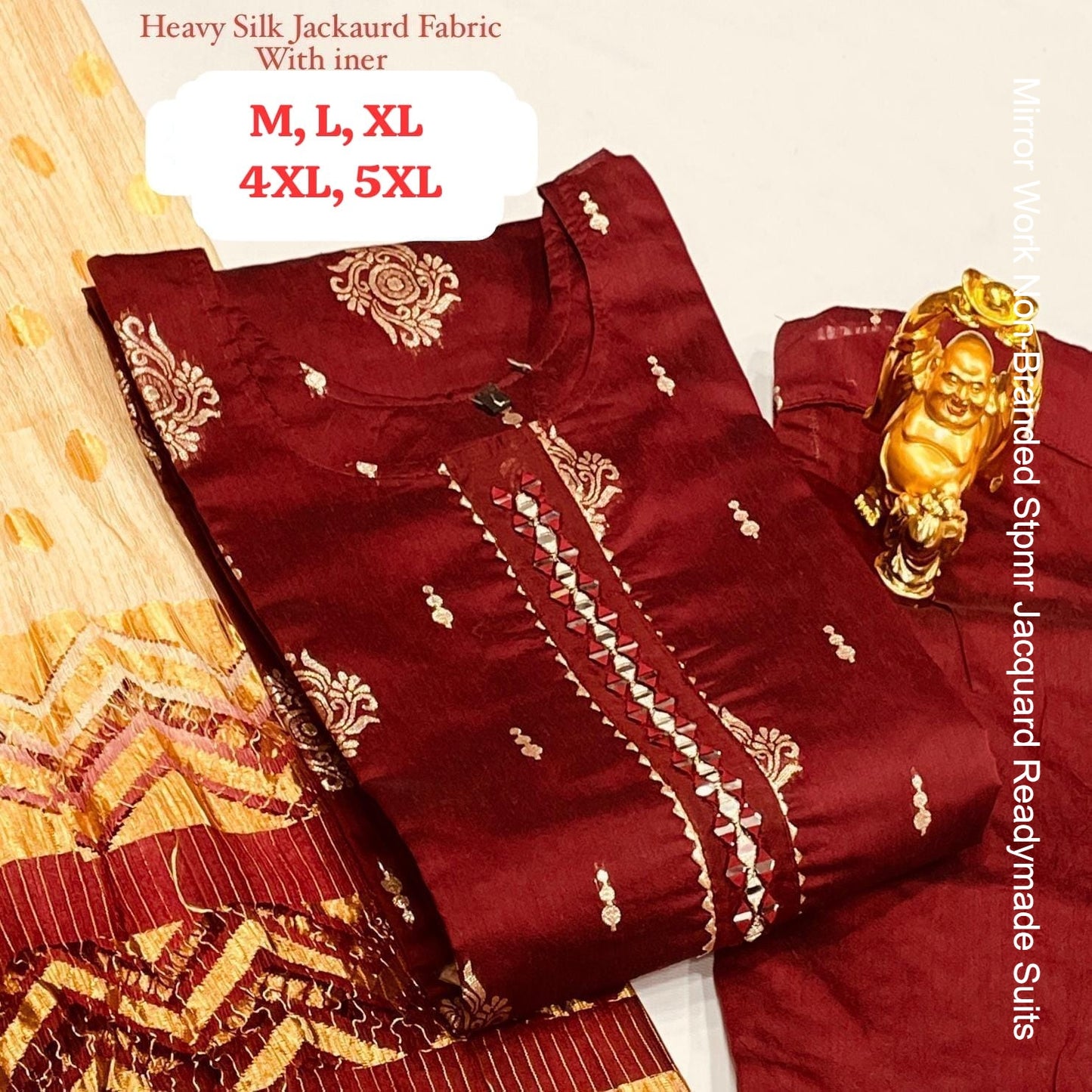 Mirror Work Non-Branded Stpmr Jacquard Readymade Suits