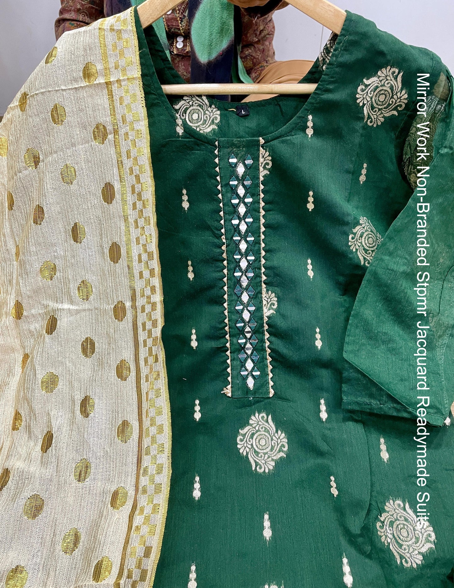 Mirror Work Non-Branded Stpmr Jacquard Readymade Suits