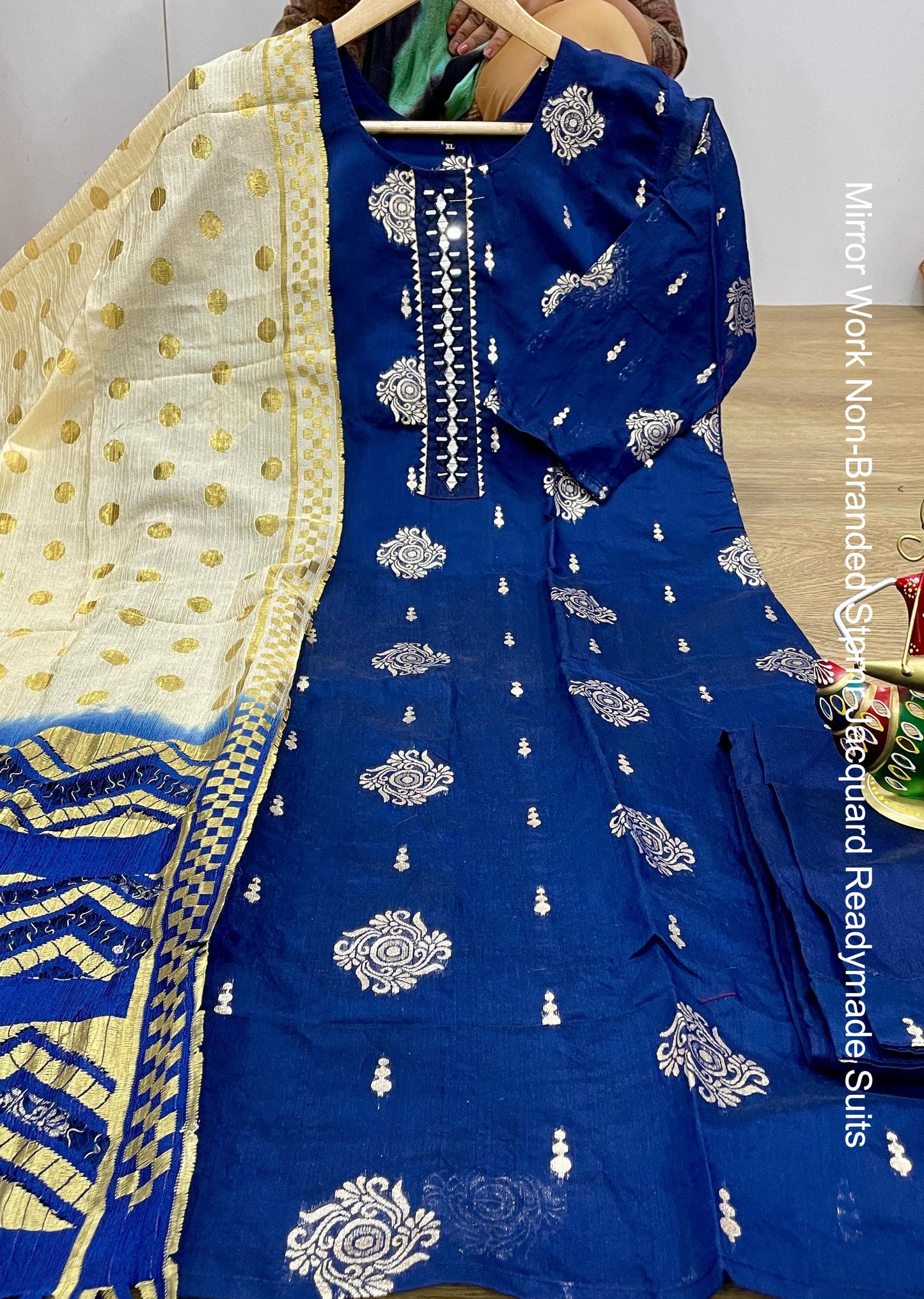 Mirror Work Non-Branded Stpmr Jacquard Readymade Suits