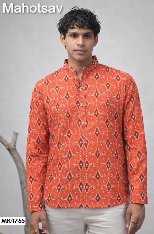 Mk4765 Vol 2 Mahotsav Linen Mens Short Kurta