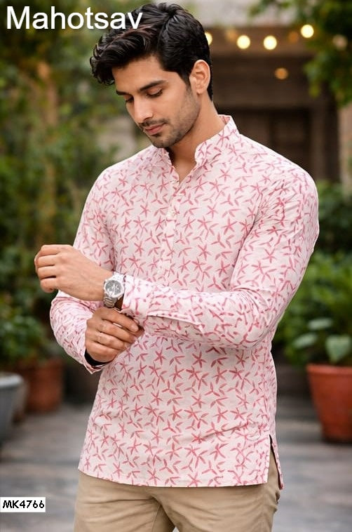 Mk4766 Vol 2 Mahotsav Linen Mens Short Kurta