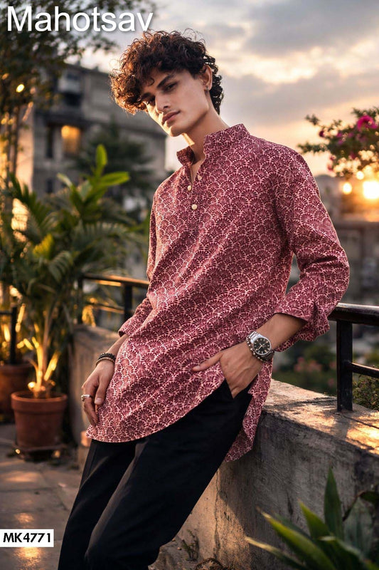Mk4771 Vol 2 Mahotsav Linen Mens Short Kurta
