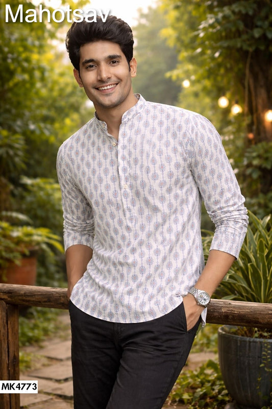 Mk4773 Vol 2 Mahotsav Linen Mens Short Kurta