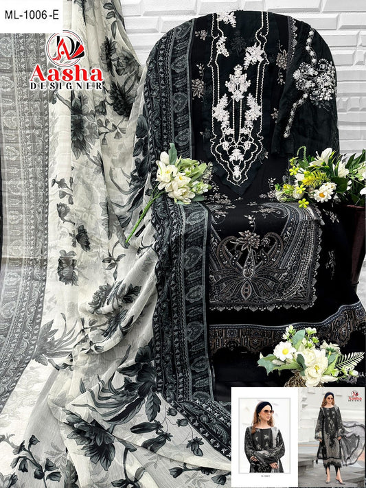 Ml-1006-E Aasha Designer Printed Pakistani Patch Suits