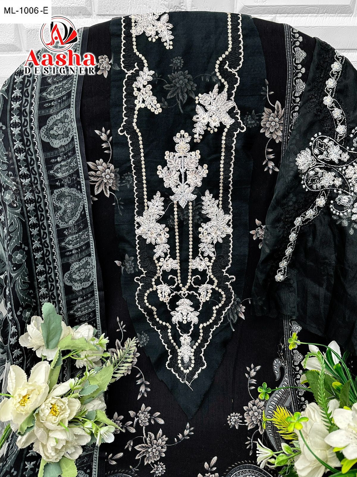 Ml-1006-E Aasha Designer Printed Pakistani Patch Suits