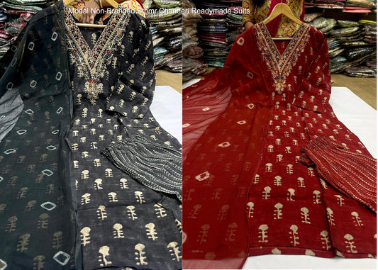 Modal Non-Branded Stpmr Chanderi Readymade Suits
