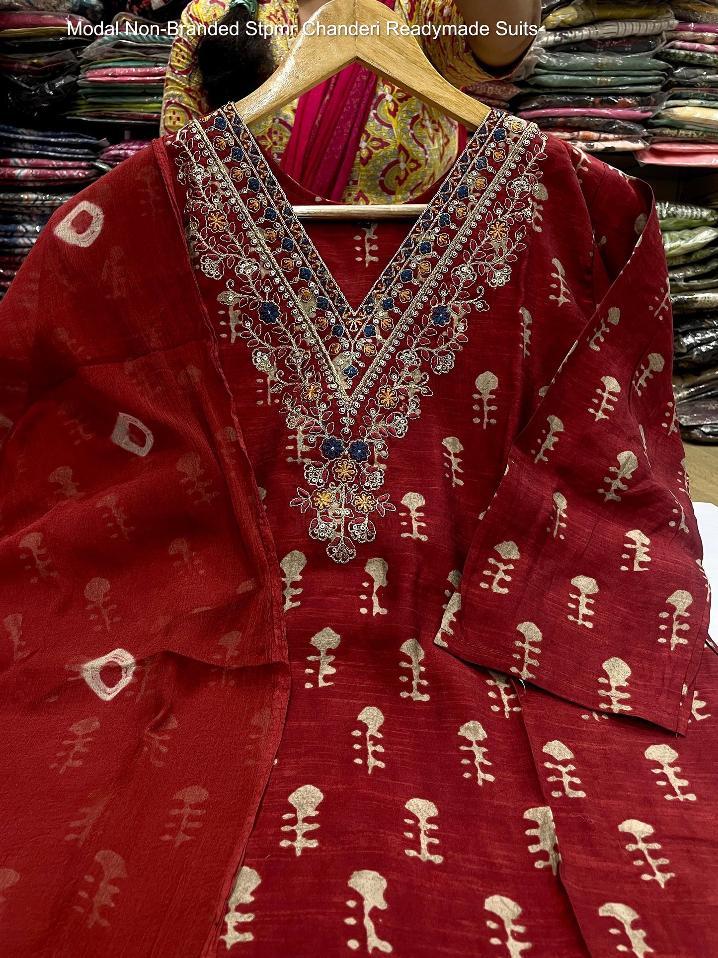 Modal Non-Branded Stpmr Chanderi Readymade Suits