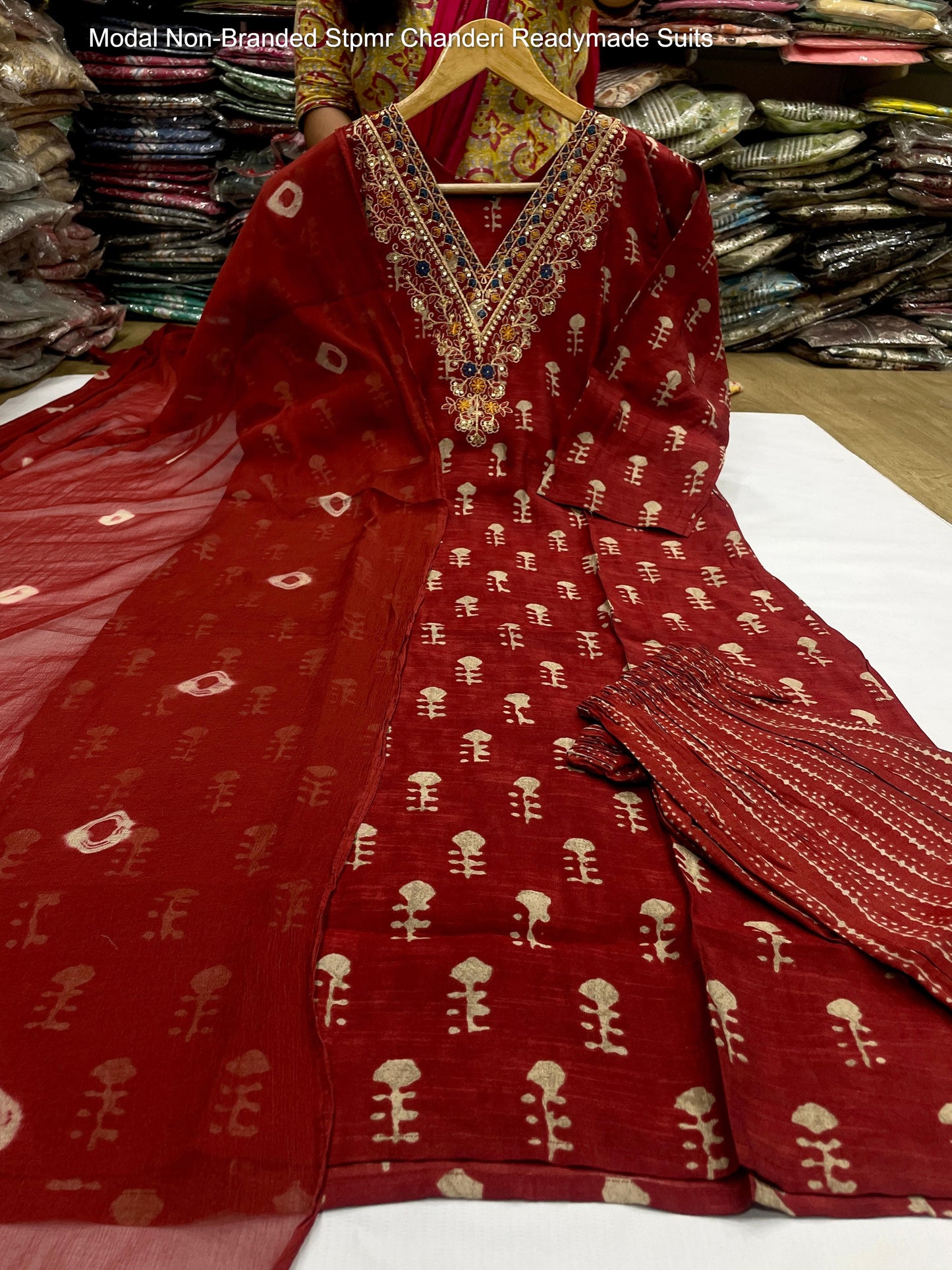 Modal Non-Branded Stpmr Chanderi Readymade Suits
