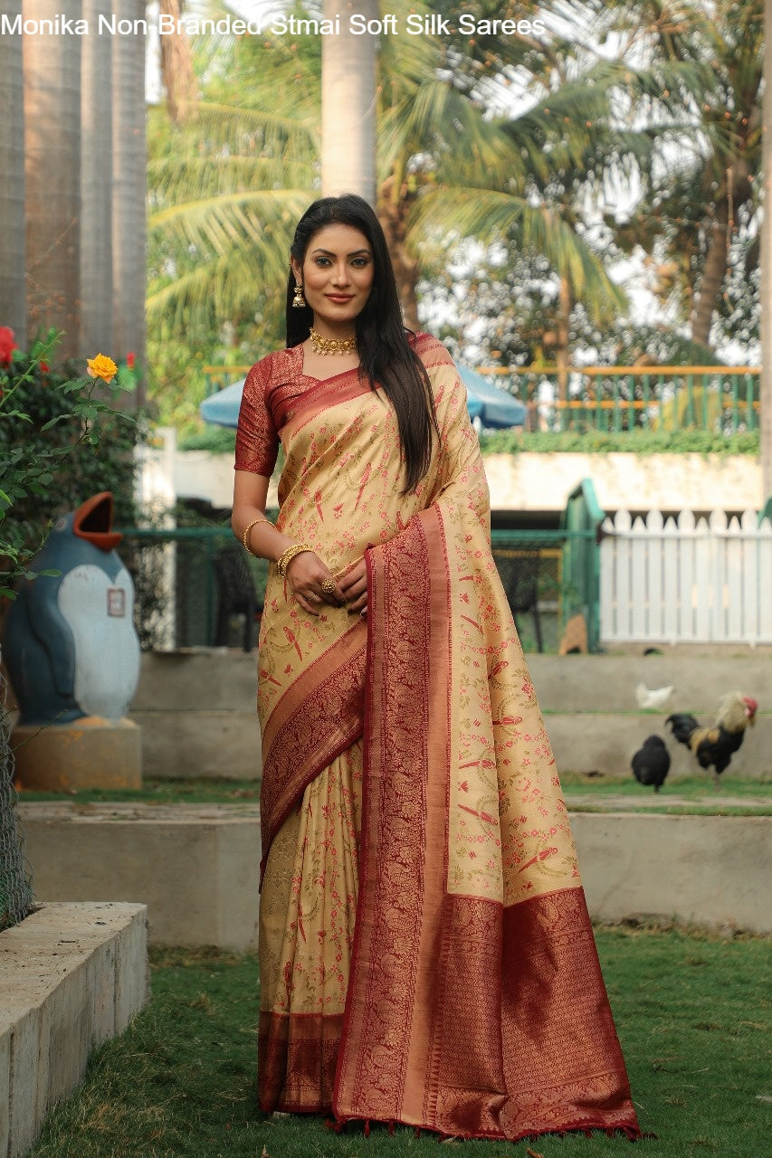 Monika Non-Branded Stmai Soft Silk Sarees