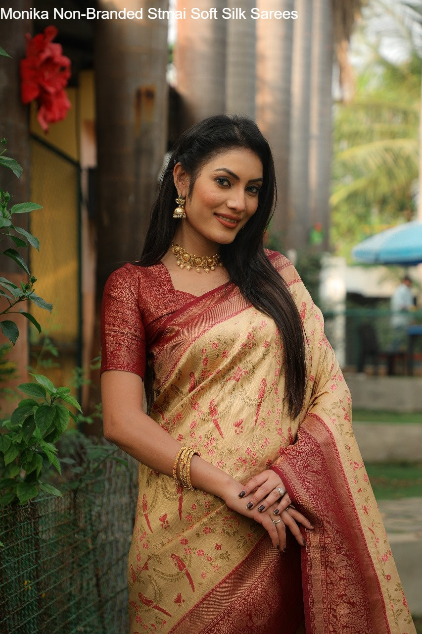Monika Non-Branded Stmai Soft Silk Sarees