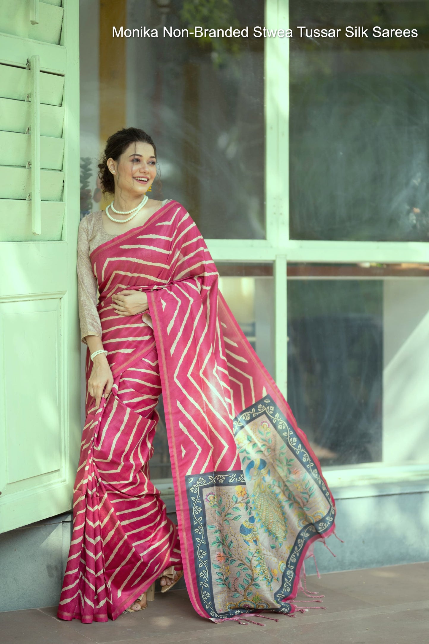 Monika Non-Branded Stwea Tussar Silk Sarees