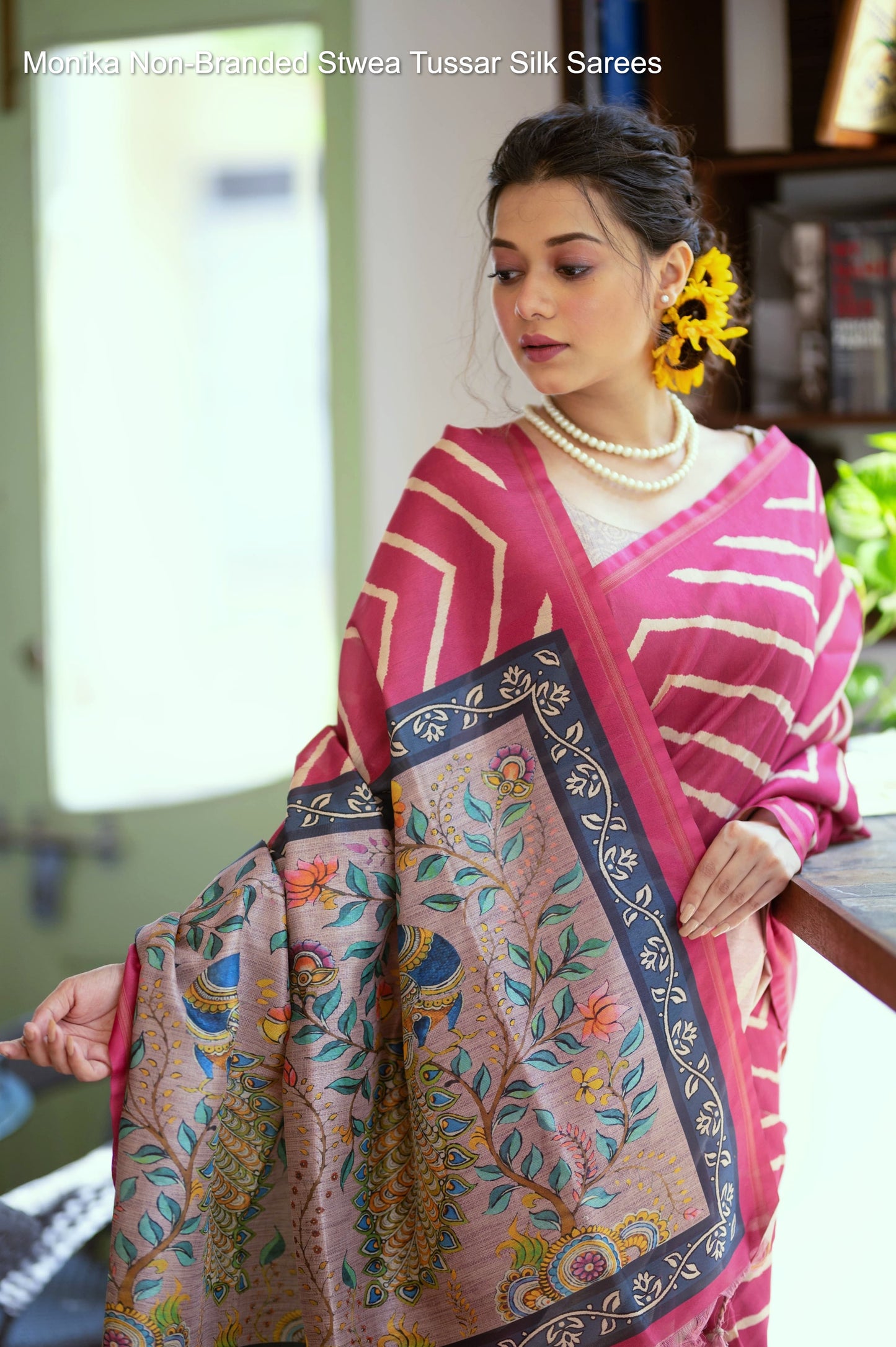 Monika Non-Branded Stwea Tussar Silk Sarees