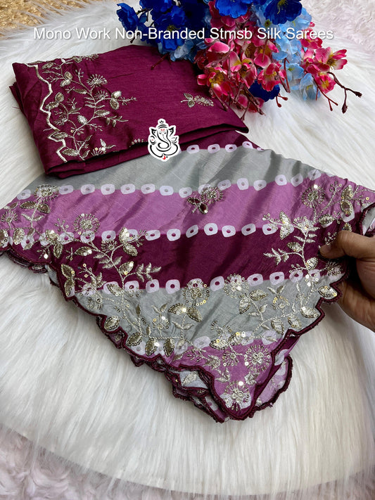 Mono Work Non-Branded Stmsb Silk Sarees